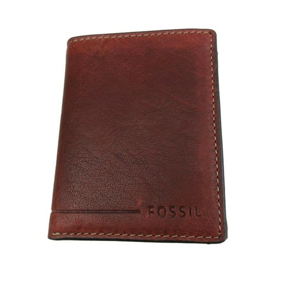 Fossil Other - Fossil Allen Trifold RFID Mens Tan Brown Leather Wallet NEW